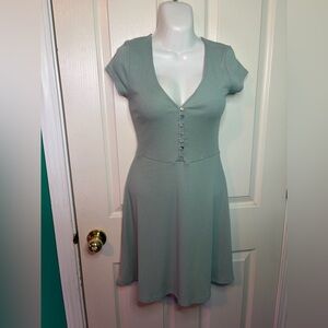 Urban Outfitters Sage Button-Front Mini Dress